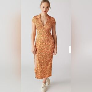 Urban Outfitters Orange Chantelle Collared Midi Dress M